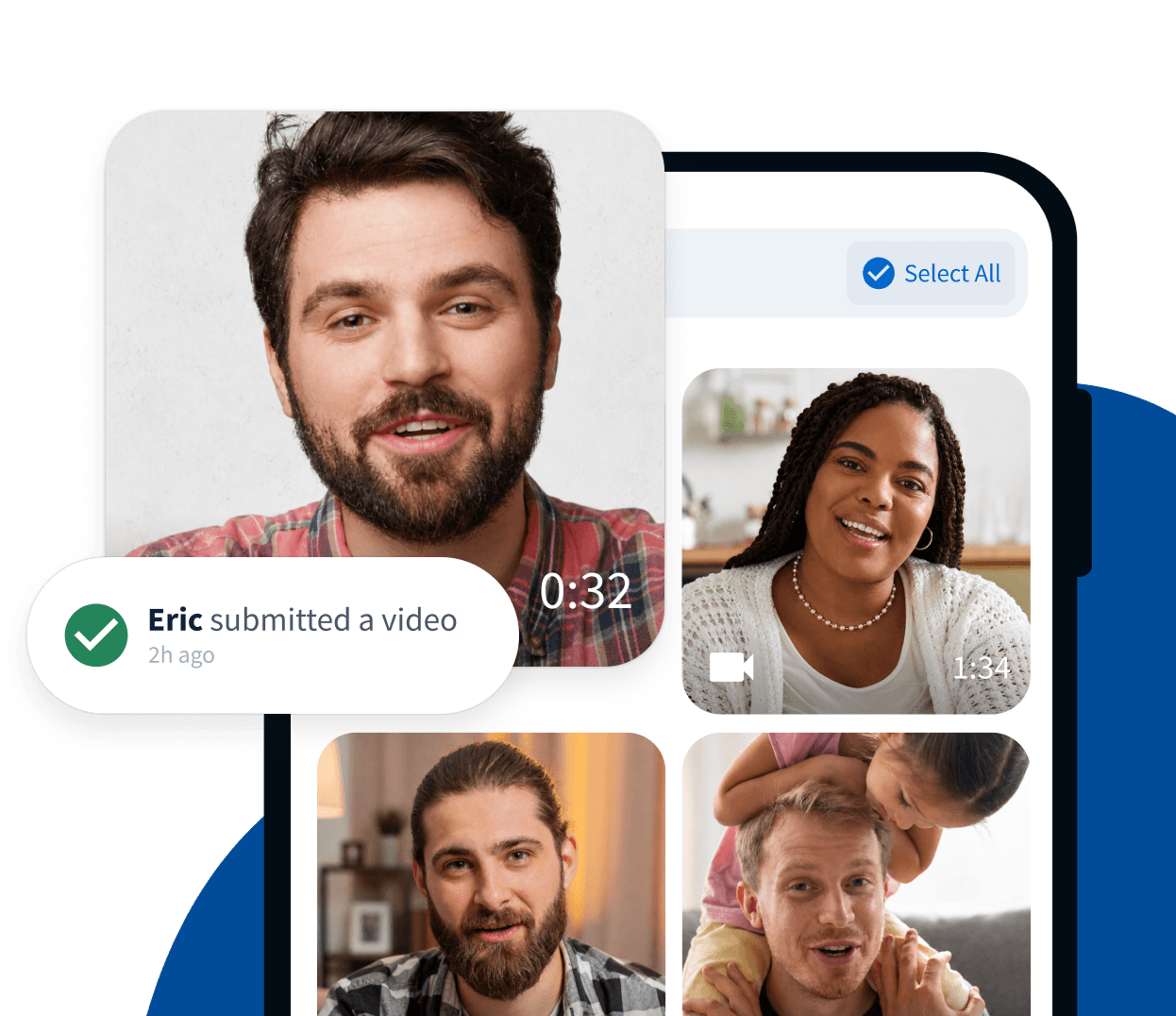 Contributors recording and uploading video messages and photos