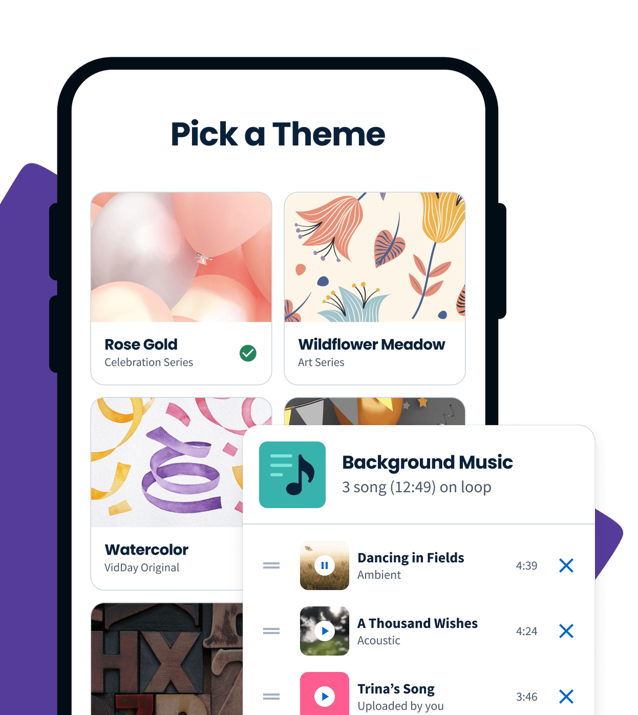 Choosing a video theme and building a background music playlist