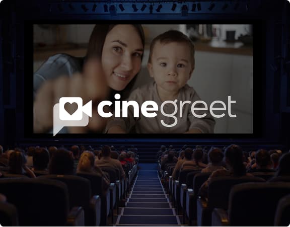 Big-screen video messages in movie theatres.