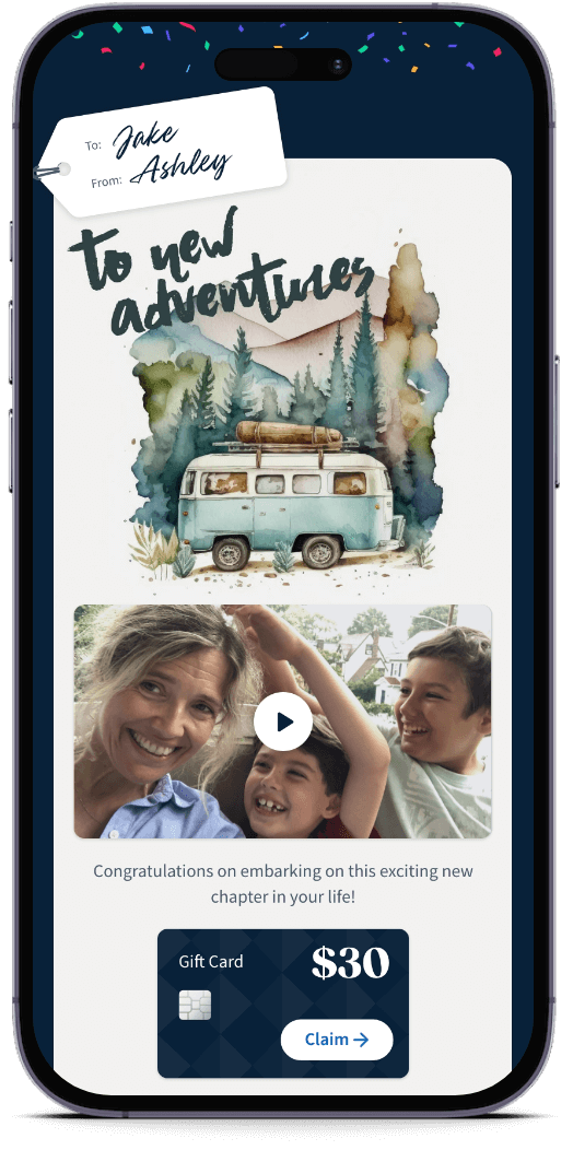 To new adventures card