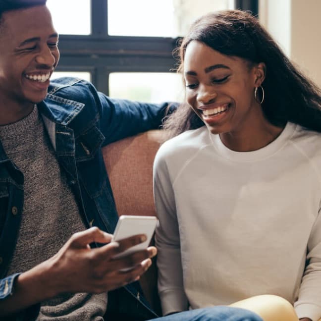 Man and Woman laughing